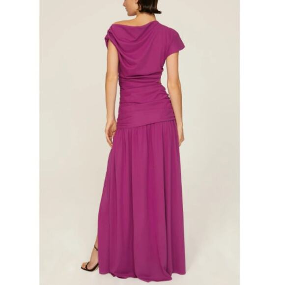 Tanya Taylor Size 12 Purple Elegant Ruched Cut Out Side Slit Nami Gown Dress - Picture 2 of 16
